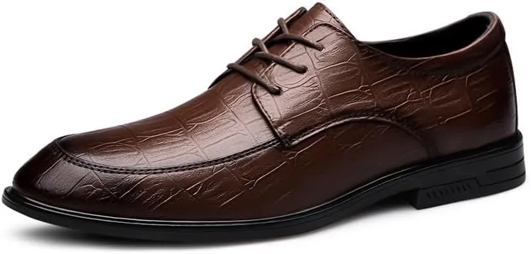 Oxford Shoes for Men Lace Up Leather Apron Toe Derby Shoes Rubber Sole Non Slip Block Heel Anti-Slip Slip Resistant Wedding