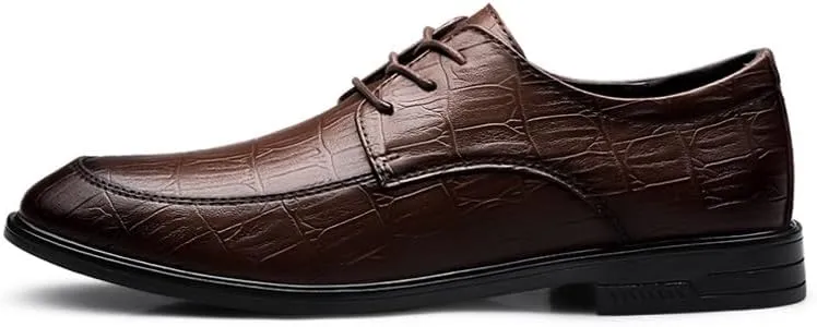 Oxford Shoes for Men Lace Up Leather Apron Toe Derby Shoes Rubber Sole Non Slip Block Heel Anti-Slip Slip Resistant Wedding