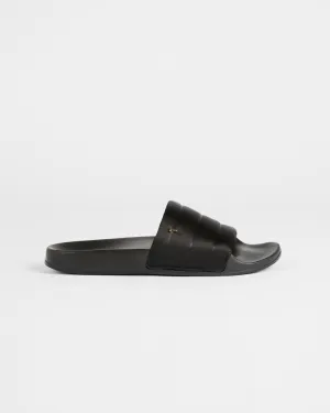 Padda Padded Satin Slides in Black