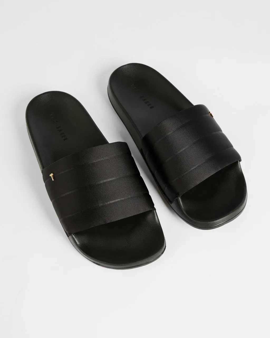 Padda Padded Satin Slides in Black