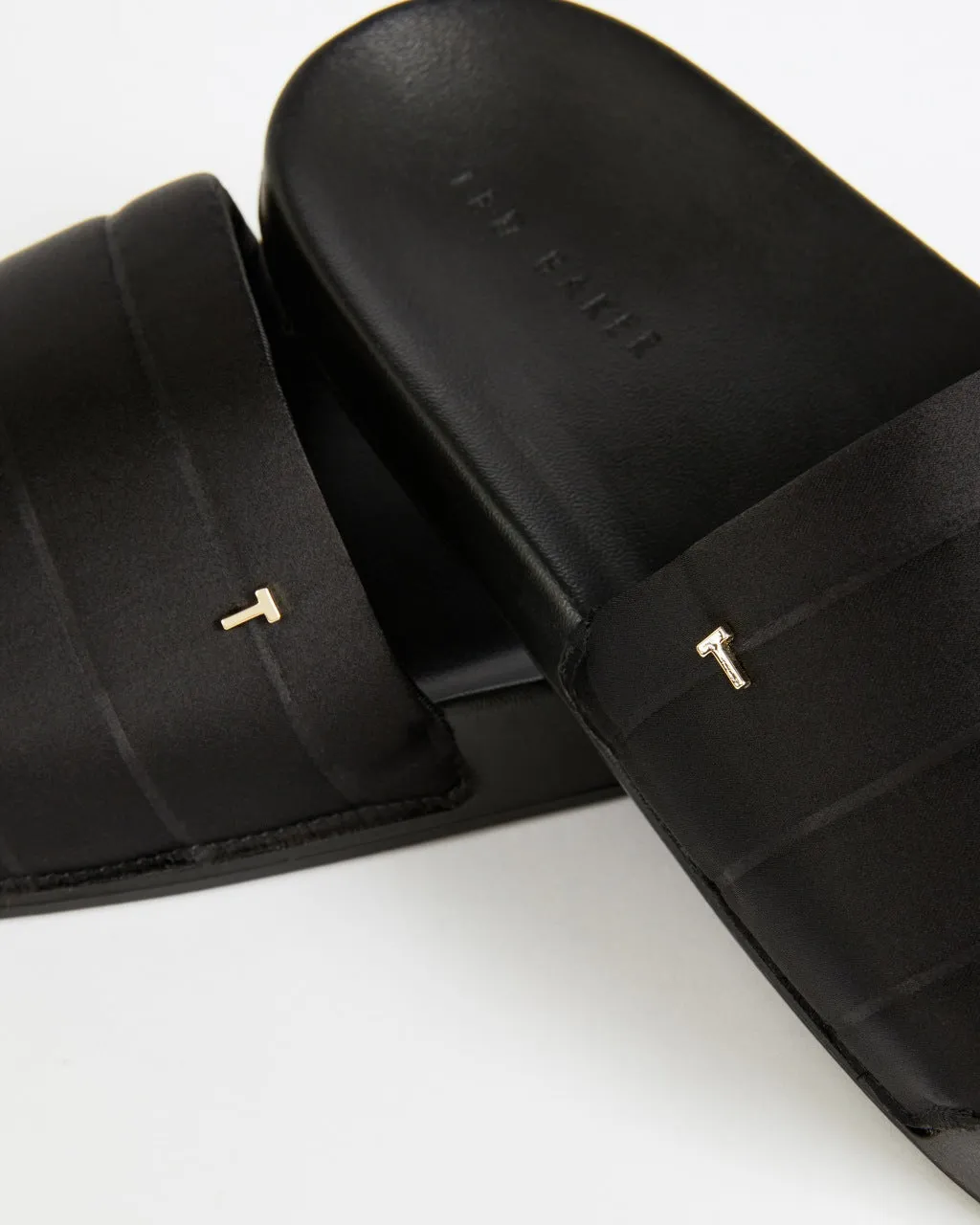 Padda Padded Satin Slides in Black