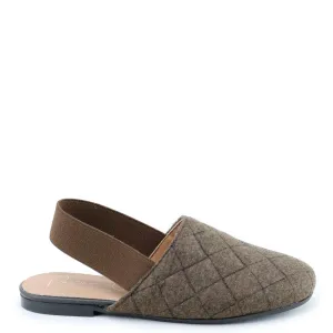Papanatas Brown Wool Quilted Mule