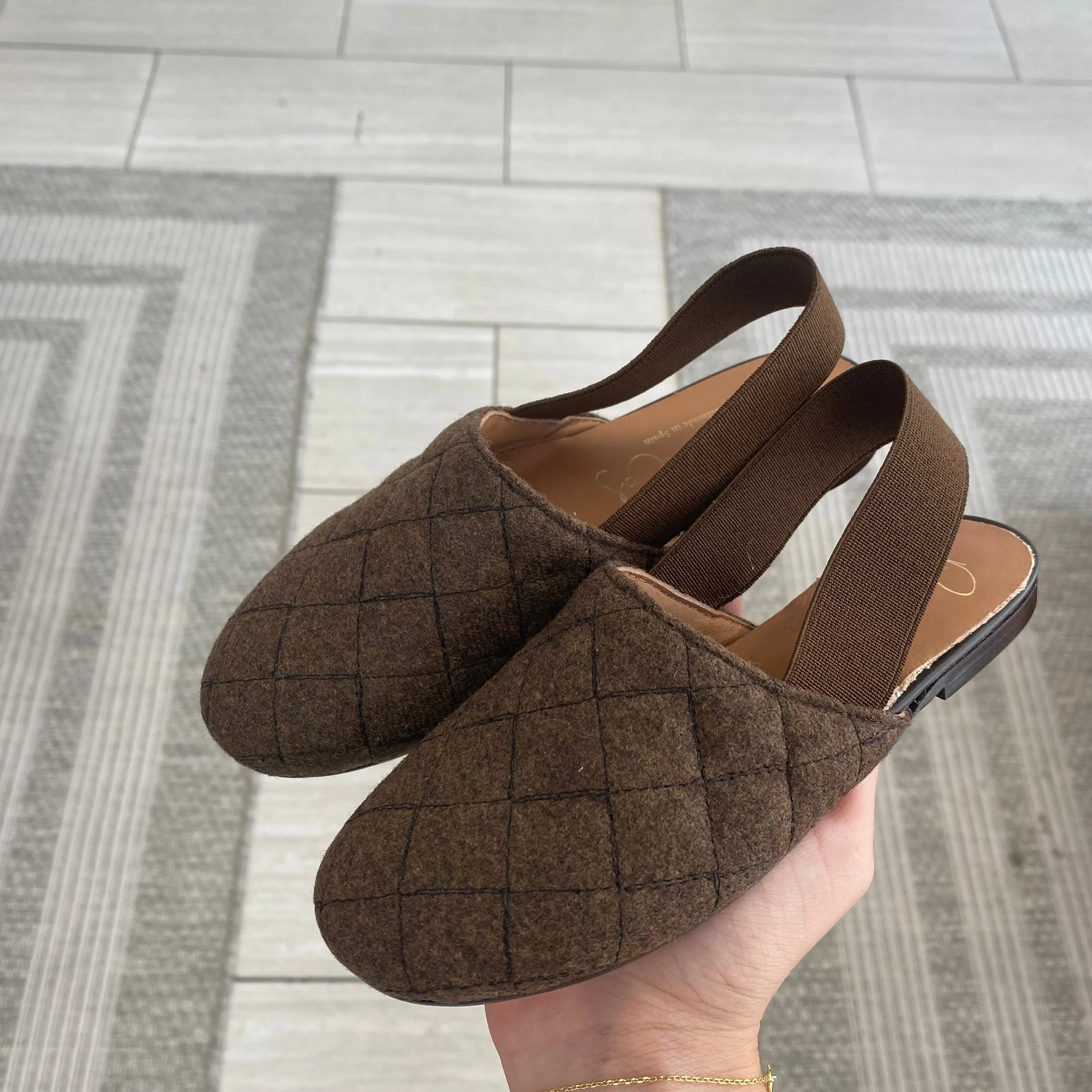 Papanatas Brown Wool Quilted Mule