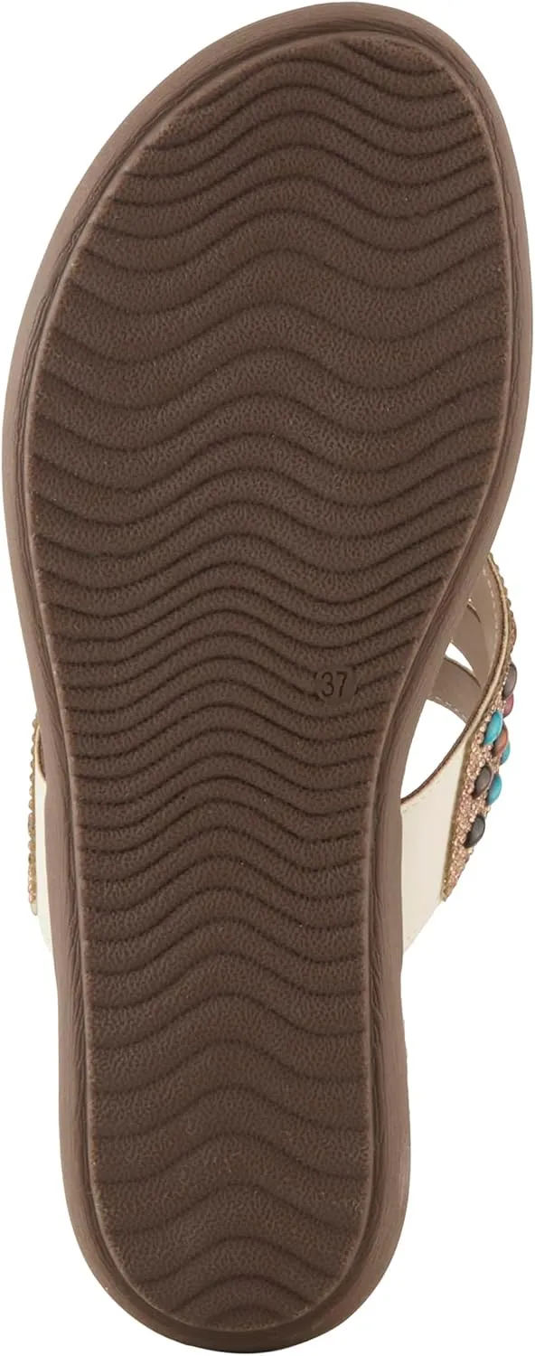 PATRIZIA Women's PINA Slide Sandals - Beaded and Crystal Embellishments, Faux Suede Padded Footbed, Summer-Ready Design