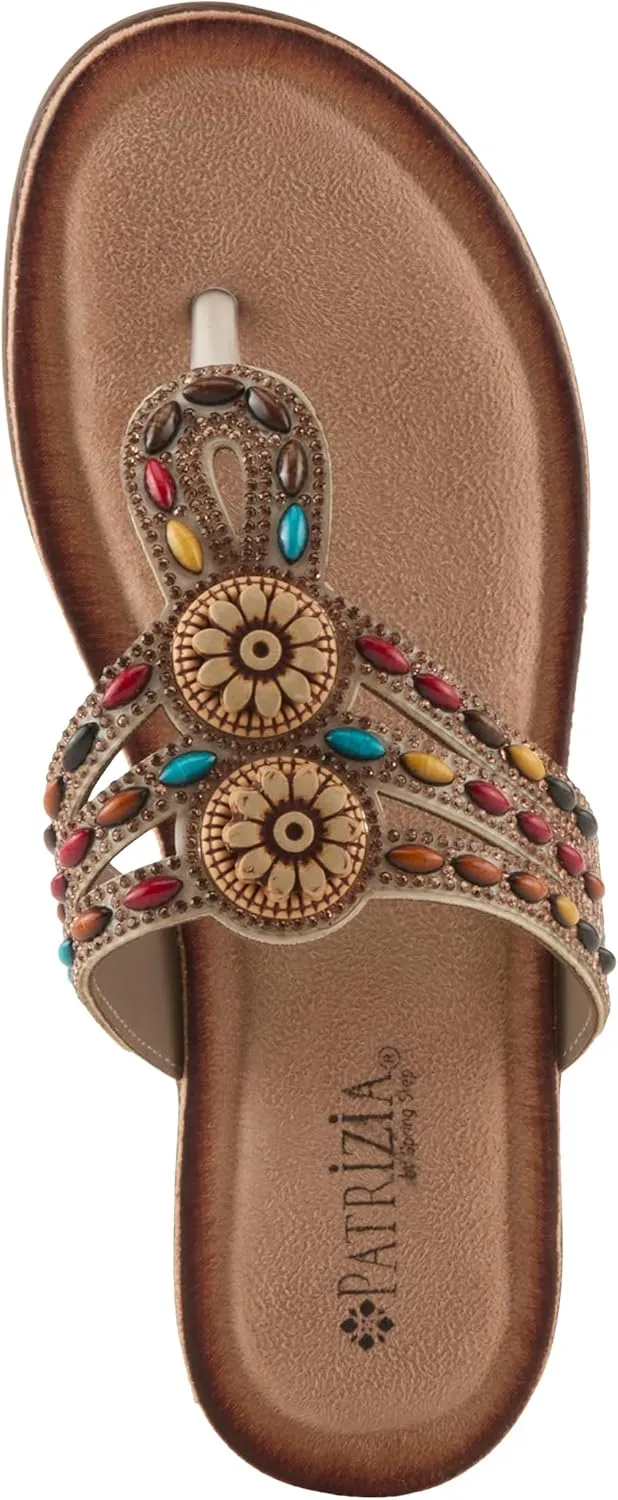 PATRIZIA Women's PINA Slide Sandals - Beaded and Crystal Embellishments, Faux Suede Padded Footbed, Summer-Ready Design