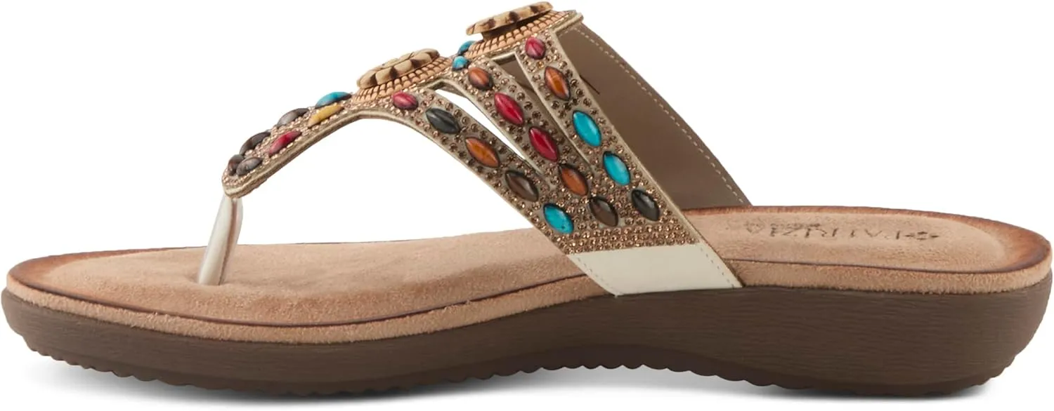 PATRIZIA Women's PINA Slide Sandals - Beaded and Crystal Embellishments, Faux Suede Padded Footbed, Summer-Ready Design