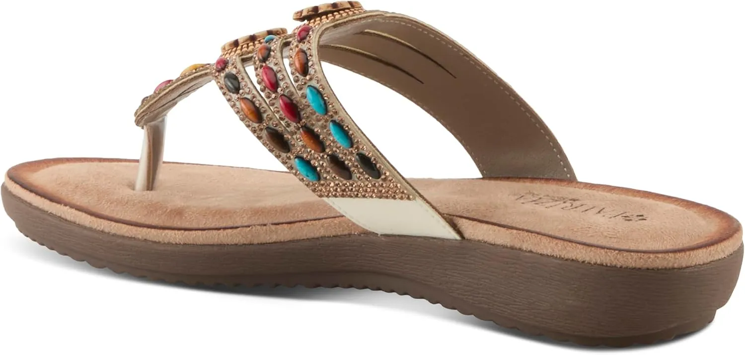 PATRIZIA Women's PINA Slide Sandals - Beaded and Crystal Embellishments, Faux Suede Padded Footbed, Summer-Ready Design