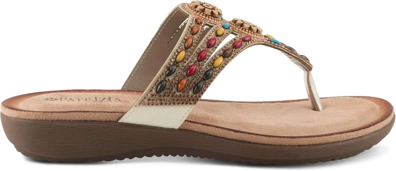PATRIZIA Women's PINA Slide Sandals - Beaded and Crystal Embellishments, Faux Suede Padded Footbed, Summer-Ready Design