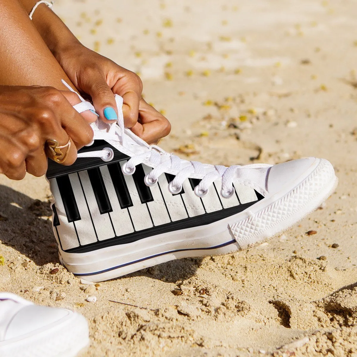 piano  ladies high top sneakers