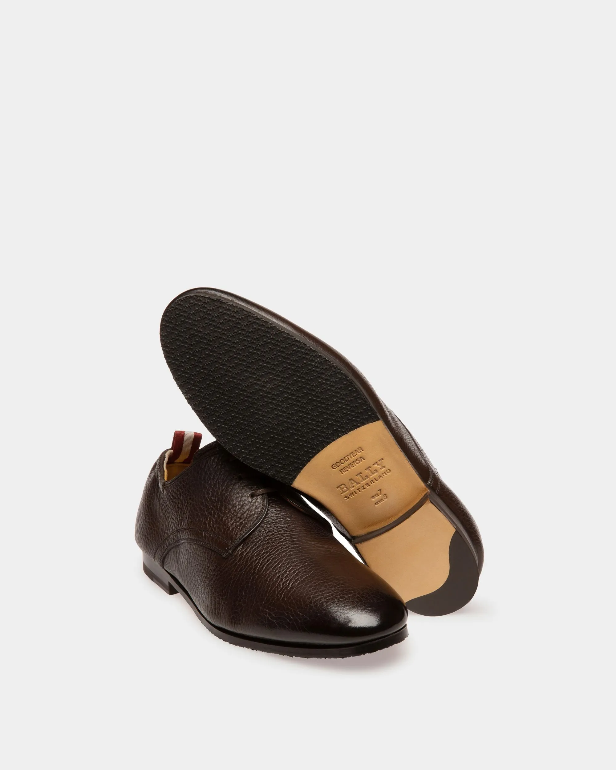 Plizard Leather Derby Shoes In Brown