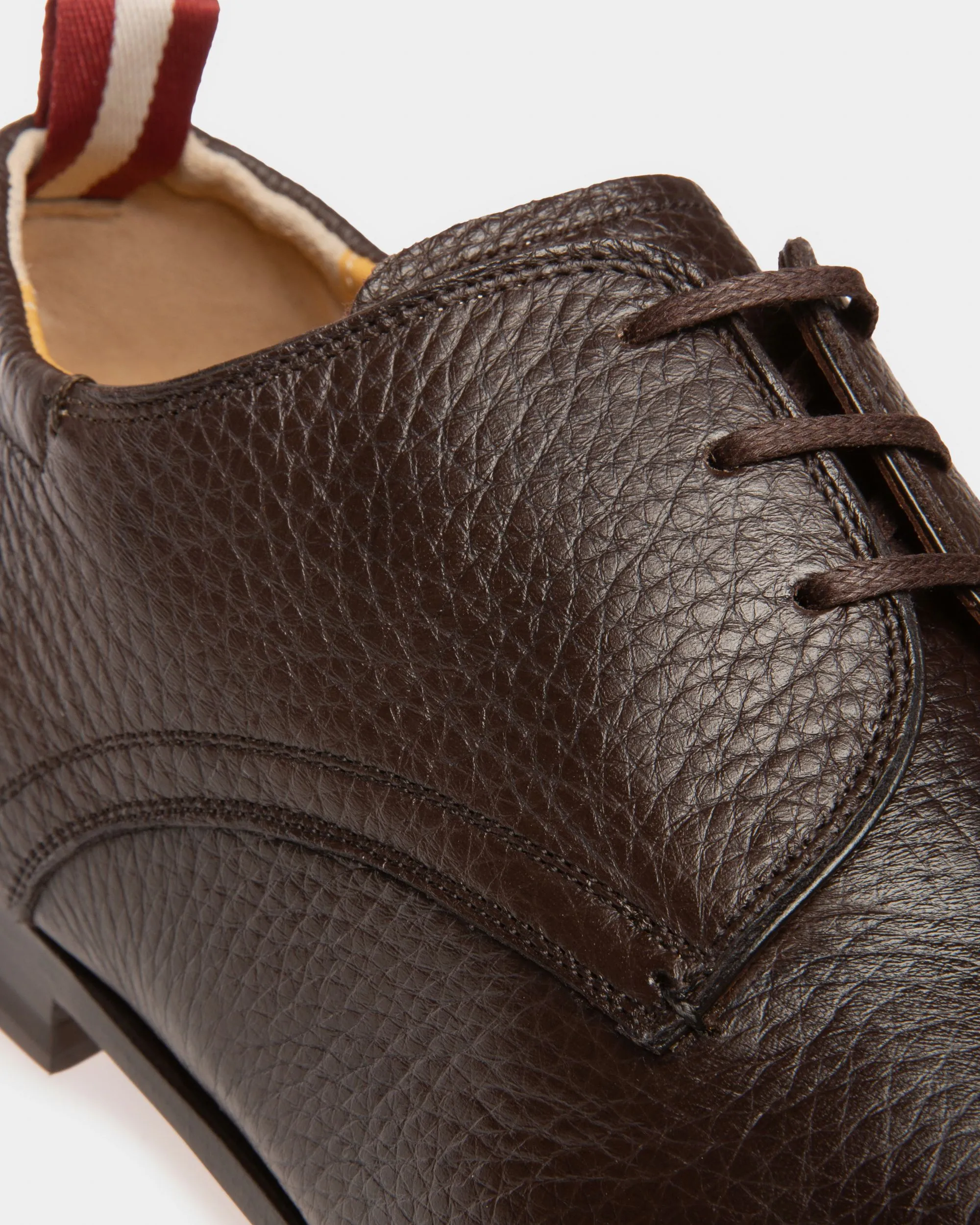 Plizard Leather Derby Shoes In Brown