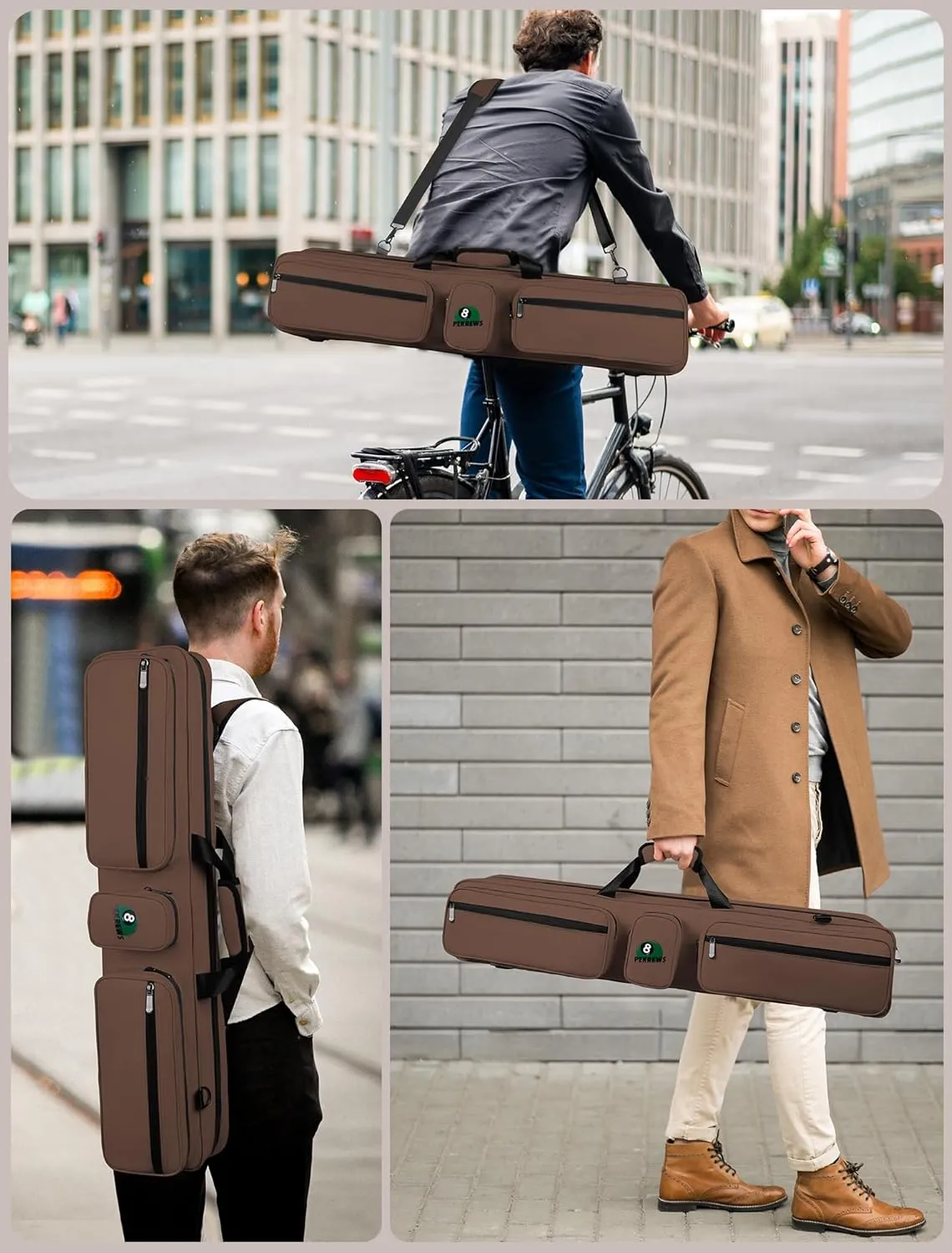 Pool Cue Case, Pool Stick Case 4x5 with Multiple Pockets Holds 4 Butts 5 Shafts, Soft Padded Sturdy Pool Cue Bag, Billiard Cue Backpack with Adjustable Shoulder Straps for Men and Women