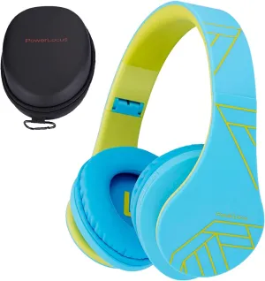 PowerLocus Kids Headphones Over-Ear, Bluetooth Wireless Headphones for Kids,with Microphone, Safe 85DB Volume Limited, Foldable with Carry Case, Audio Cable, Micro SD mode for Online Classes,PC,Phones