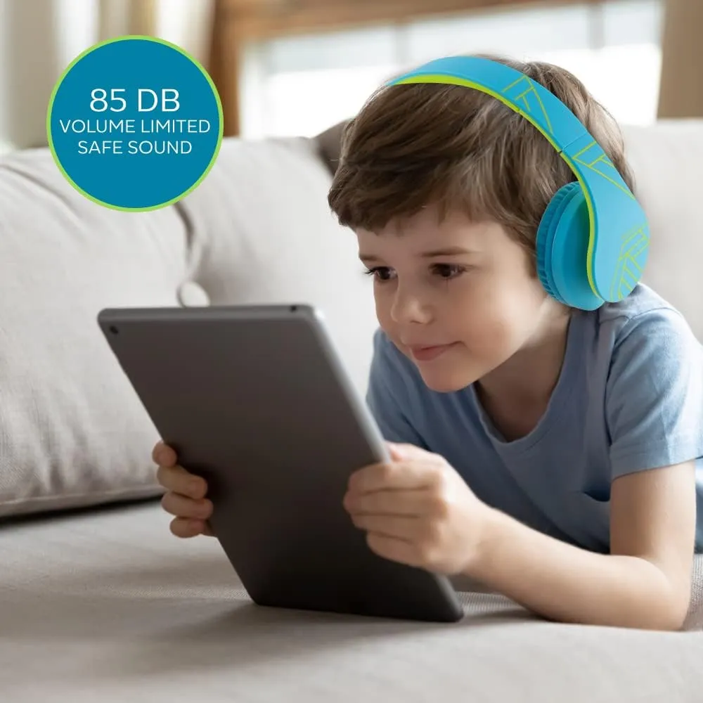 PowerLocus Kids Headphones Over-Ear, Bluetooth Wireless Headphones for Kids,with Microphone, Safe 85DB Volume Limited, Foldable with Carry Case, Audio Cable, Micro SD mode for Online Classes,PC,Phones