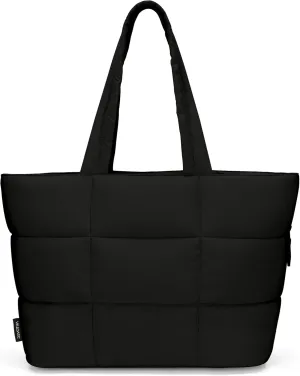 Puffer Tote Bag for Women, Large Quilted Puffy Handbag with Side Pockets Lightweight Shoulder Bag