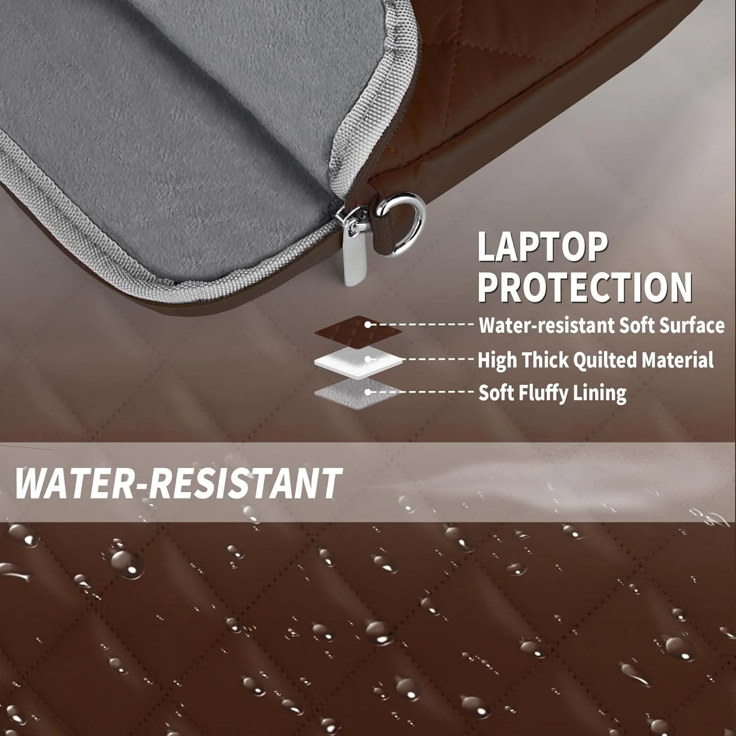 Puffy Quilted Laptop Sleeve with a Removable Shoulder Strap Compatible with MacBook Air 15 inch M2 A2941 2023/Pro 15 A1990 A1707, 15 Surface Laptop 5/4/3,Dell XPS 15,HP Stream 14 inch