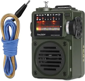Raddy RF750 Portable Shortwave Radio AM/FM/SW/WB Receiver with NOAA Alerts - Pocket Retro Mini Radio Rechargeable, w/ 9.85 Ft Wire Antenna