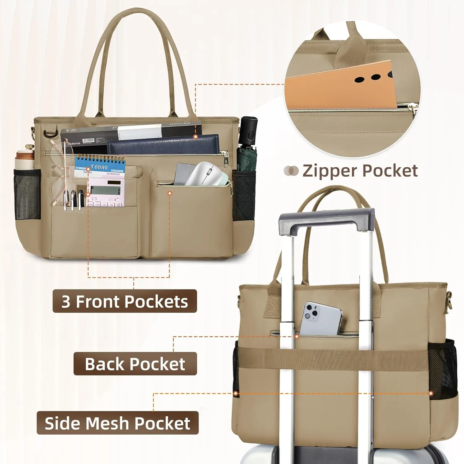 RAINSMORE Laptop Bag for Women 15.6 Inch Work Teacher Tote Nurse Bag Professional Laptop Tote Computer Messenger Shoulder Bags Large Handbag Business Office Work Briefcase