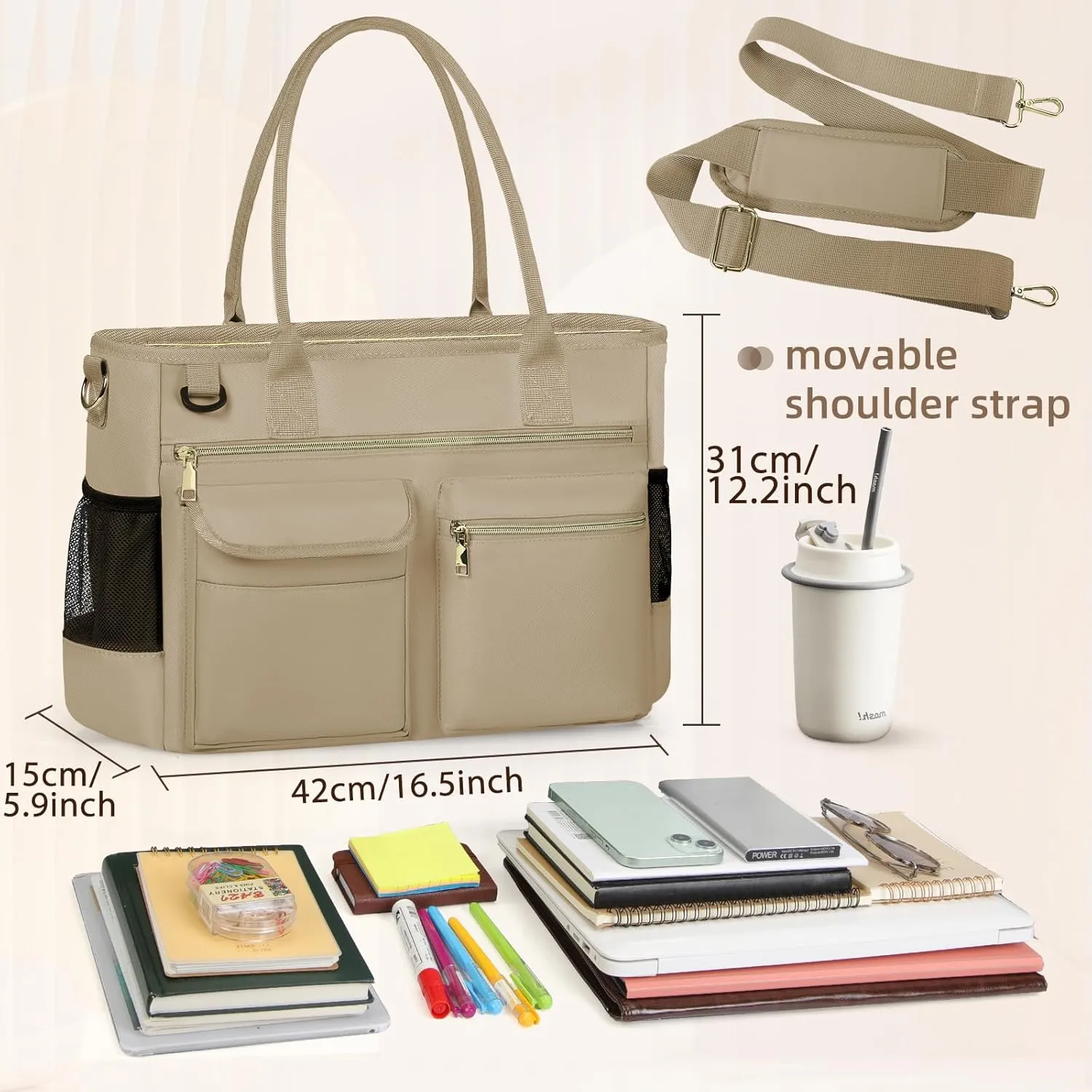 RAINSMORE Laptop Bag for Women 15.6 Inch Work Teacher Tote Nurse Bag Professional Laptop Tote Computer Messenger Shoulder Bags Large Handbag Business Office Work Briefcase