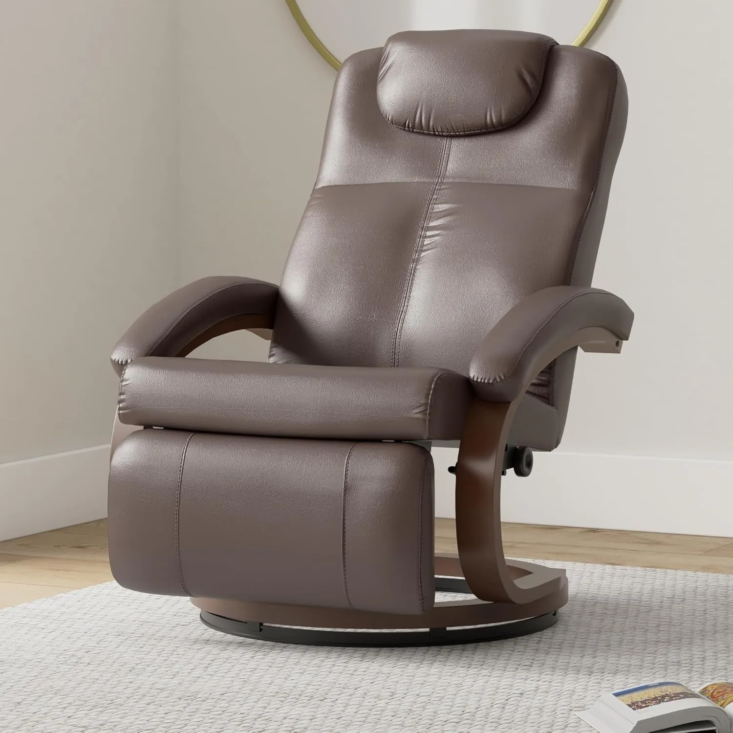 RecPro Charles 28" RV Euro Chair Recliner Modern Design RV Furniture (1, Mahogany)