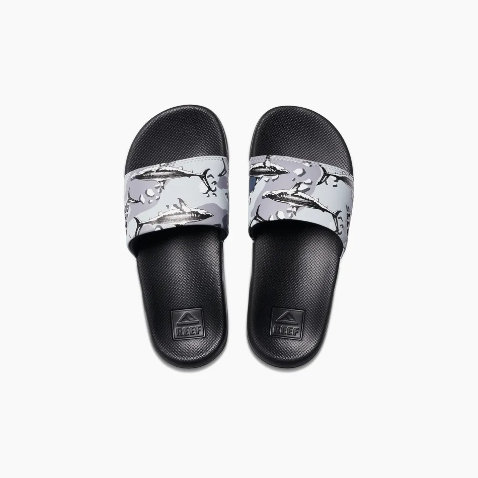 REEF Kids One Slide Sandal-Grey Camo Shark