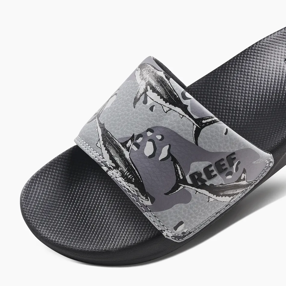 REEF Kids One Slide Sandal-Grey Camo Shark