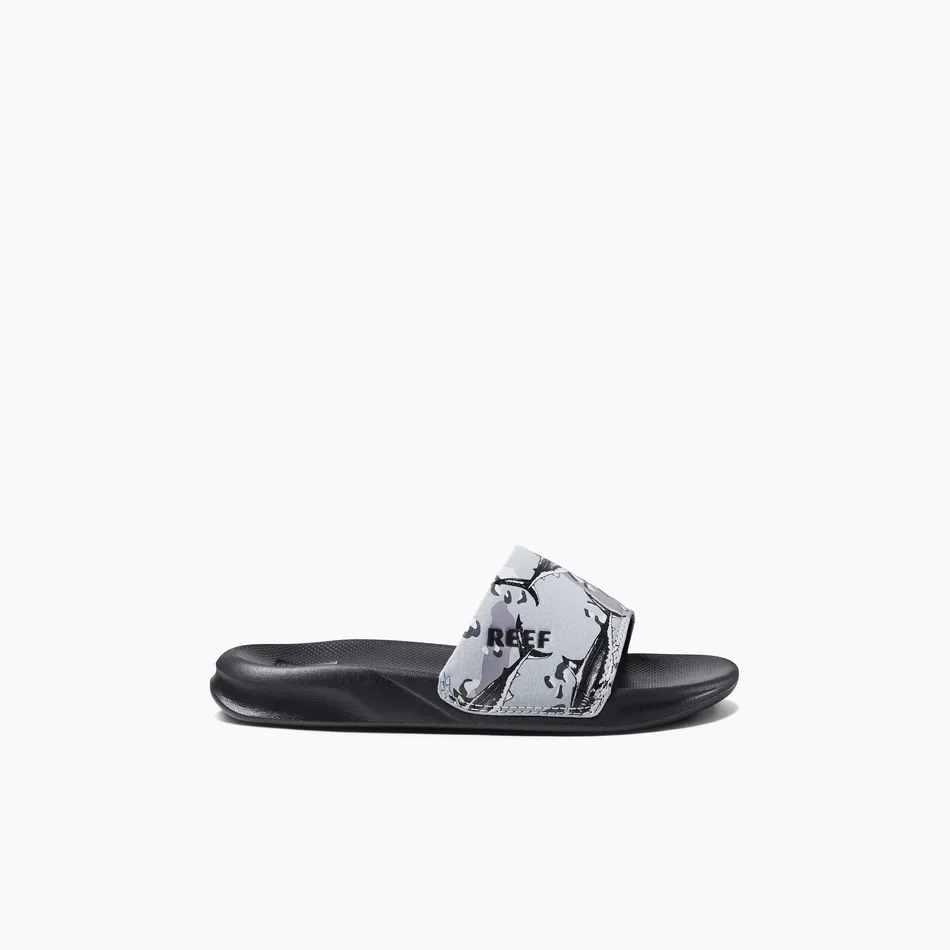 REEF Kids One Slide Sandal-Grey Camo Shark