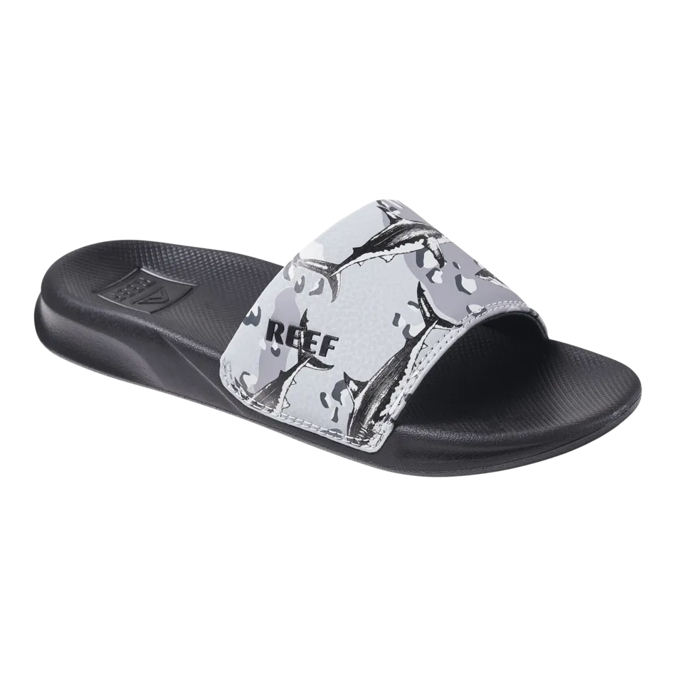 REEF Kids One Slide Sandal-Grey Camo Shark