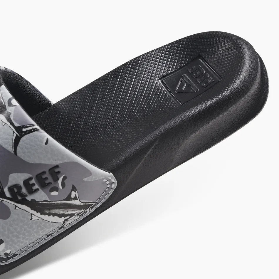 REEF Kids One Slide Sandal-Grey Camo Shark