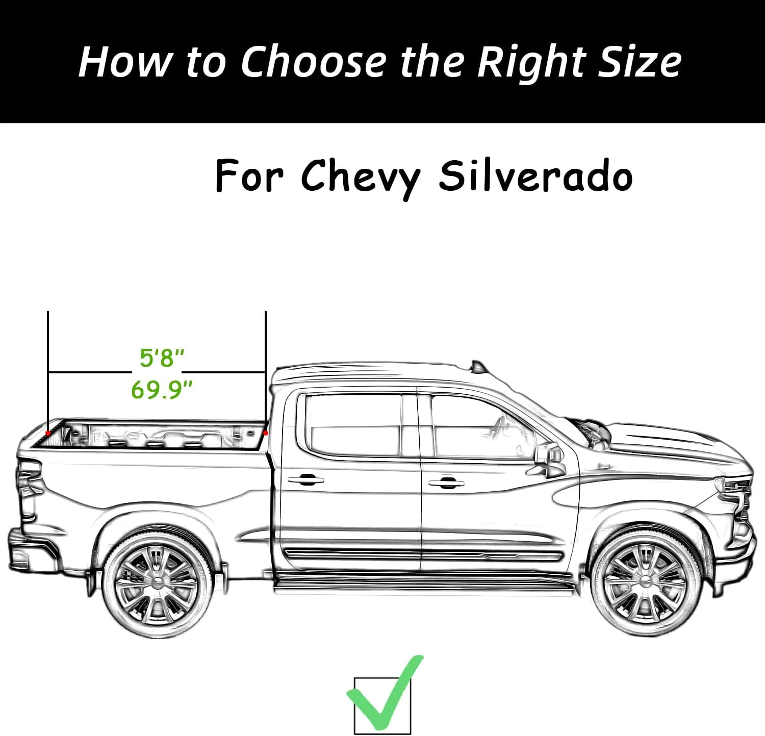 Retractable Truck Bed Tonneau Cover for 2014 2015 2016 2017 2018 2019 2020 2021 2022 2023 2024 2025 Chevy Silverado/GMC Sierra 1500 (5'8" /69" Bed) Retractable Hard Truck Bed Cover Key Lock
