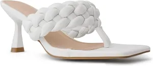 RF ROOM OF FASHION Women's Open Square Toe Slide On Mid Heel Sandals