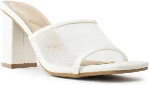 RF ROOM OF FASHION Women's Open Square Toe Slide On Mid Heel Sandals