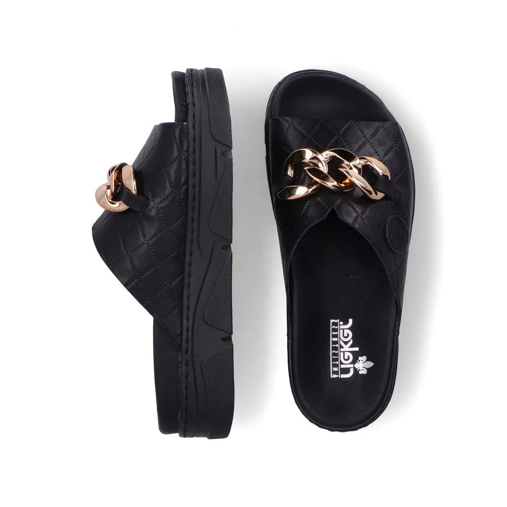 RIEKER - 62154-00 CHUNKY FASHION MULE - BLACK