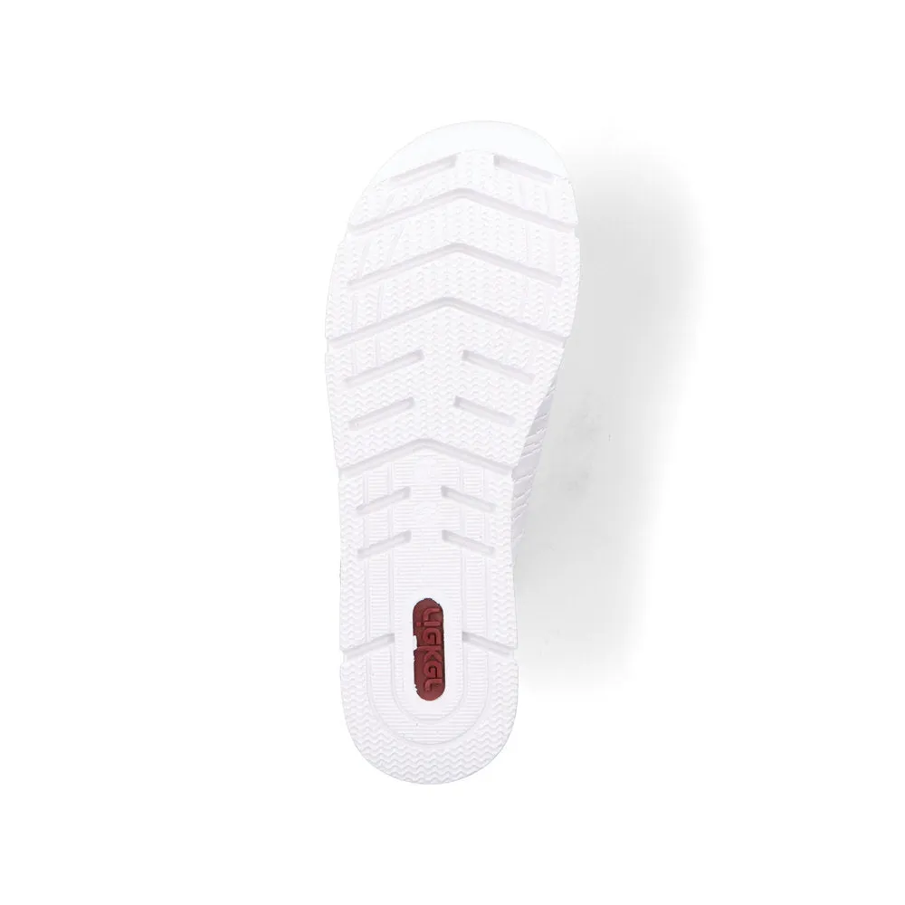 RIEKER - V2090-80 LOW WEDGE MULE WITH GOLDEN CLASP - WHITE