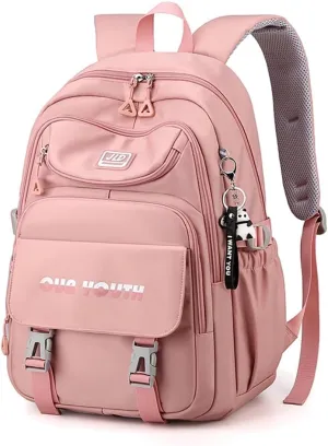 ROER Univeristy Bookbag copmuter Daypack Backpack Outdoor Bag Waterproof Travel Notebook College Backpack Large Bookbags for Women (Pink)