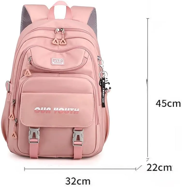 ROER Univeristy Bookbag copmuter Daypack Backpack Outdoor Bag Waterproof Travel Notebook College Backpack Large Bookbags for Women (Pink)