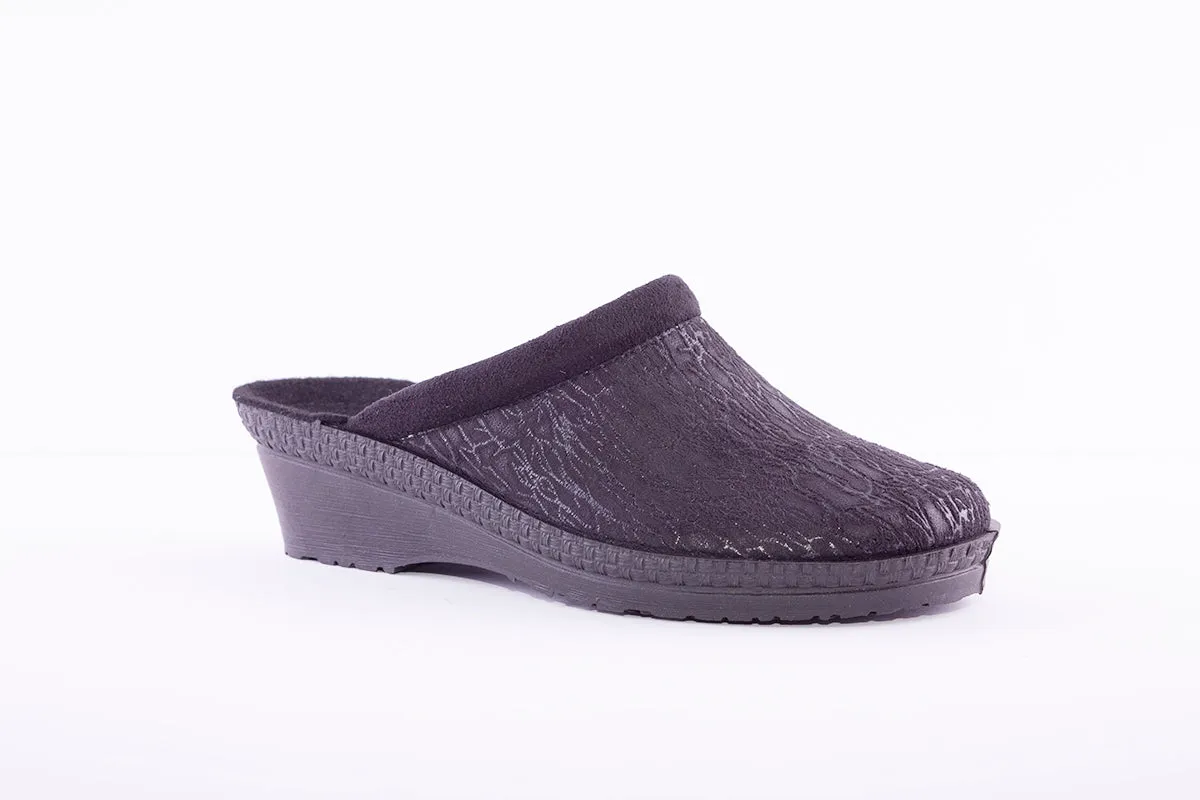ROHDE - 2455 Black Wedge Mule Slipper