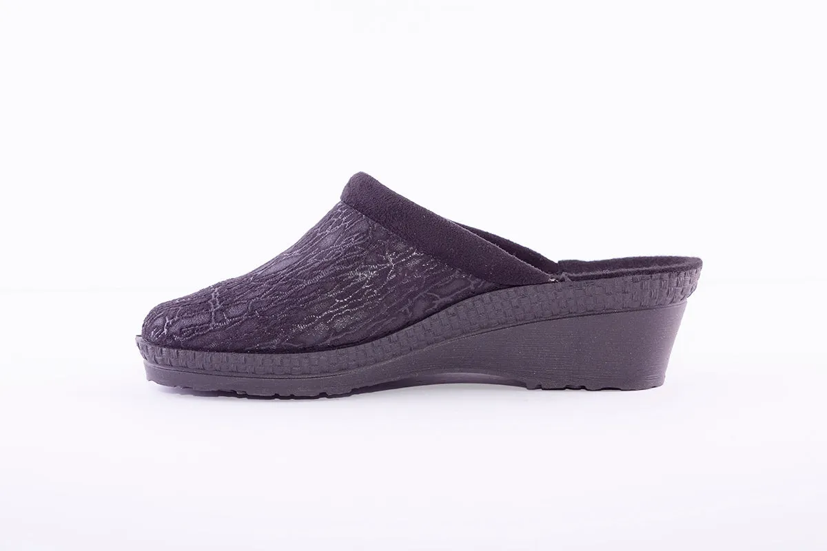 ROHDE - 2455 Black Wedge Mule Slipper