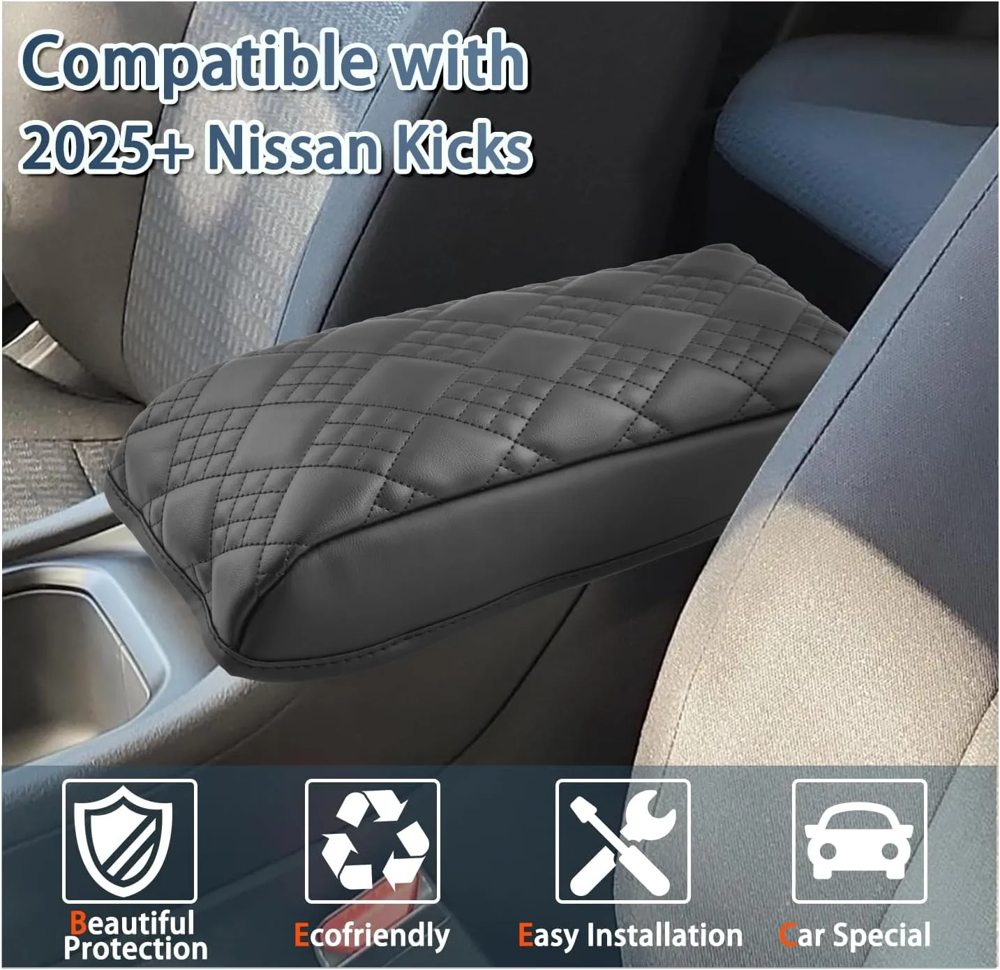 Ruiya 2025 Kicks Armrest Cover,for 2025 Nissan Kicks Accessories Soft Comfy Thicken Center Console Cover Compatible with 2025 Nissan Kicks S/SV/SR