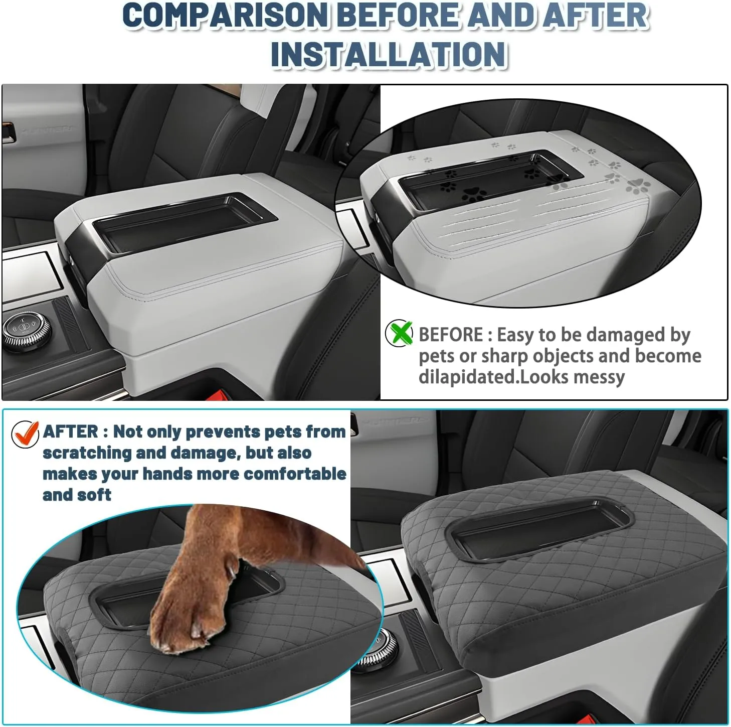Ruiya Hummer EV Armrest Cover,for Hummer EV Accessories Center Console Cover Soft Comfy Thicken Armrest Lid Cover Compatible with 2022 2023 2024 2025 Hummer EV Pickup/SUV