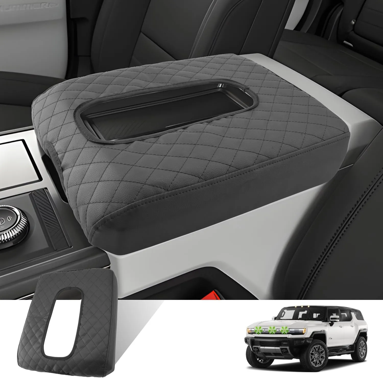 Ruiya Hummer EV Armrest Cover,for Hummer EV Accessories Center Console Cover Soft Comfy Thicken Armrest Lid Cover Compatible with 2022 2023 2024 2025 Hummer EV Pickup/SUV