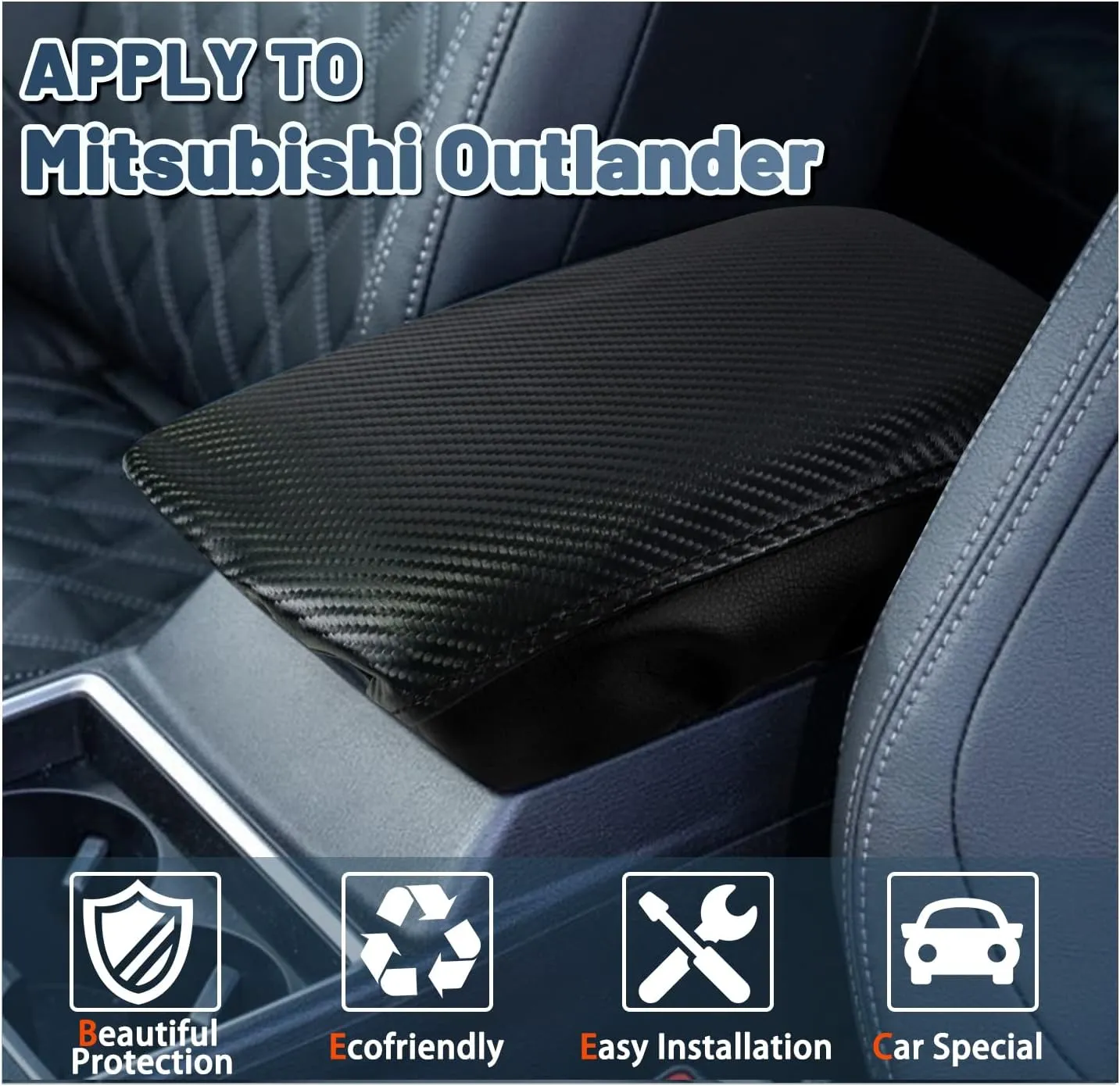 Ruiya Mitsubishi Outlander Armrest Cover for Mitsubishi Outlander Accessories Center Console Cover Armrest Cover Compatible with 2022 2023 2024 2025 Mitsubishi Outlander SE/SEL/SE TECH/SEL Touring