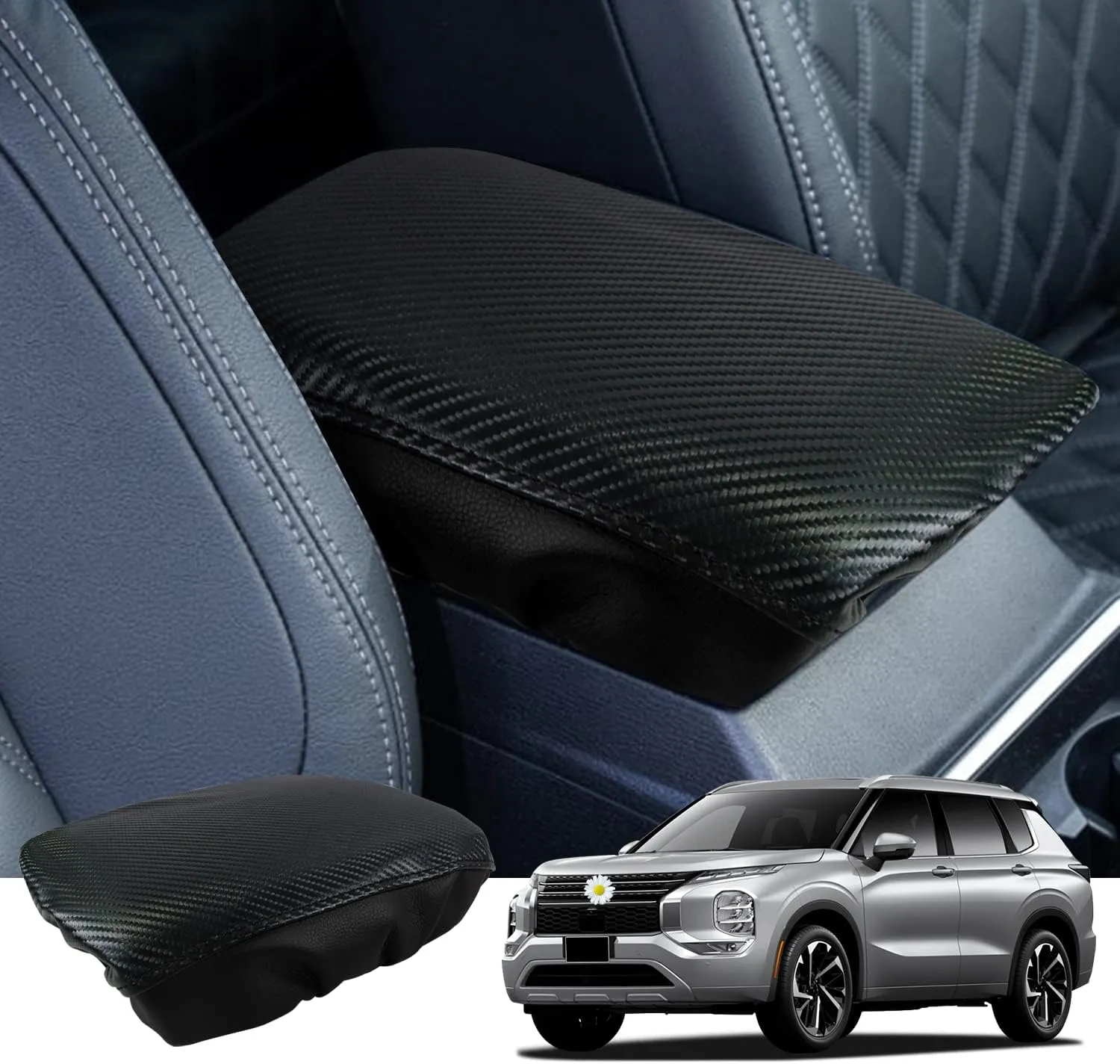 Ruiya Mitsubishi Outlander Armrest Cover for Mitsubishi Outlander Accessories Center Console Cover Armrest Cover Compatible with 2022 2023 2024 2025 Mitsubishi Outlander SE/SEL/SE TECH/SEL Touring