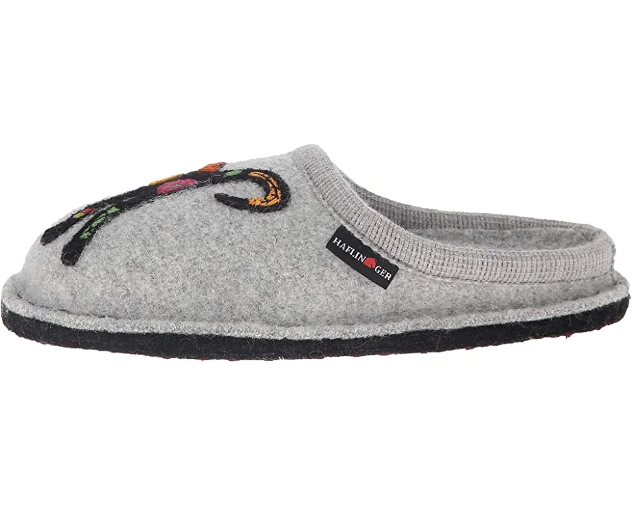 Sassy Cat Appliqued Wool Mule Slippers