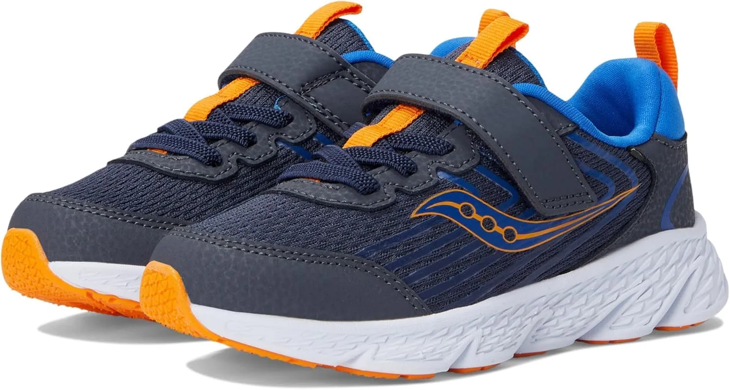Saucony Wind 3.0 Alternative Closure (Little Big Kid) Sneaker, Navy/Peel, 4 US Unisex