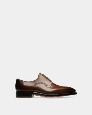 Scamardo Men's Leather Derby Lace-Up Shoe In Mid Brown