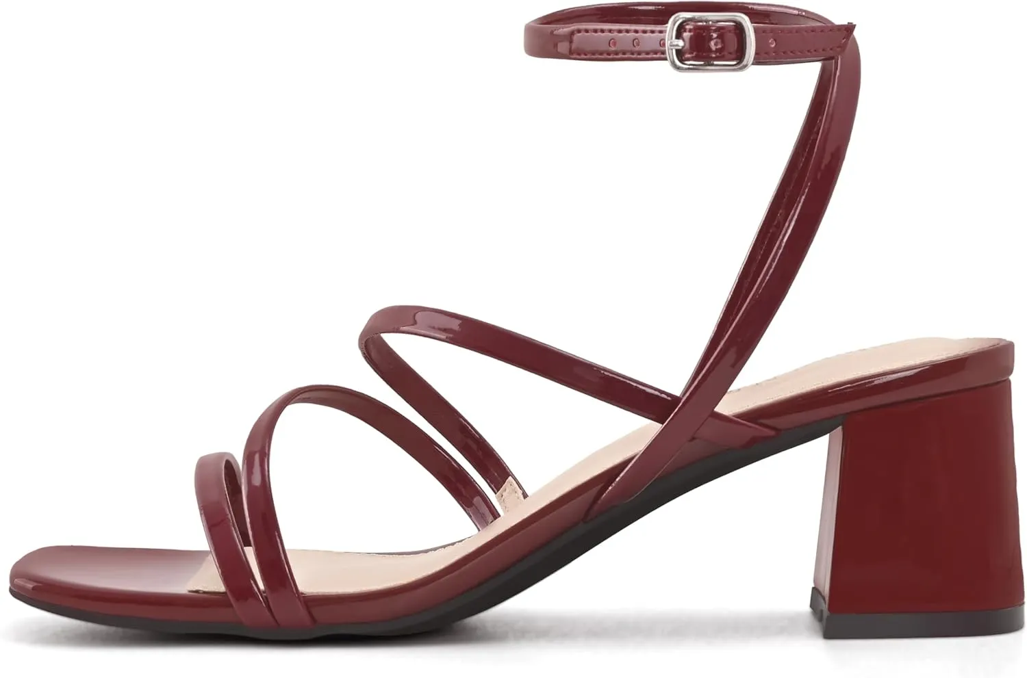 Shoe'N Tale Strappy Heels for Women Low Chunky Block Heel Dress Shoes Square Open Toe Ankle Strap Heeled Sandals