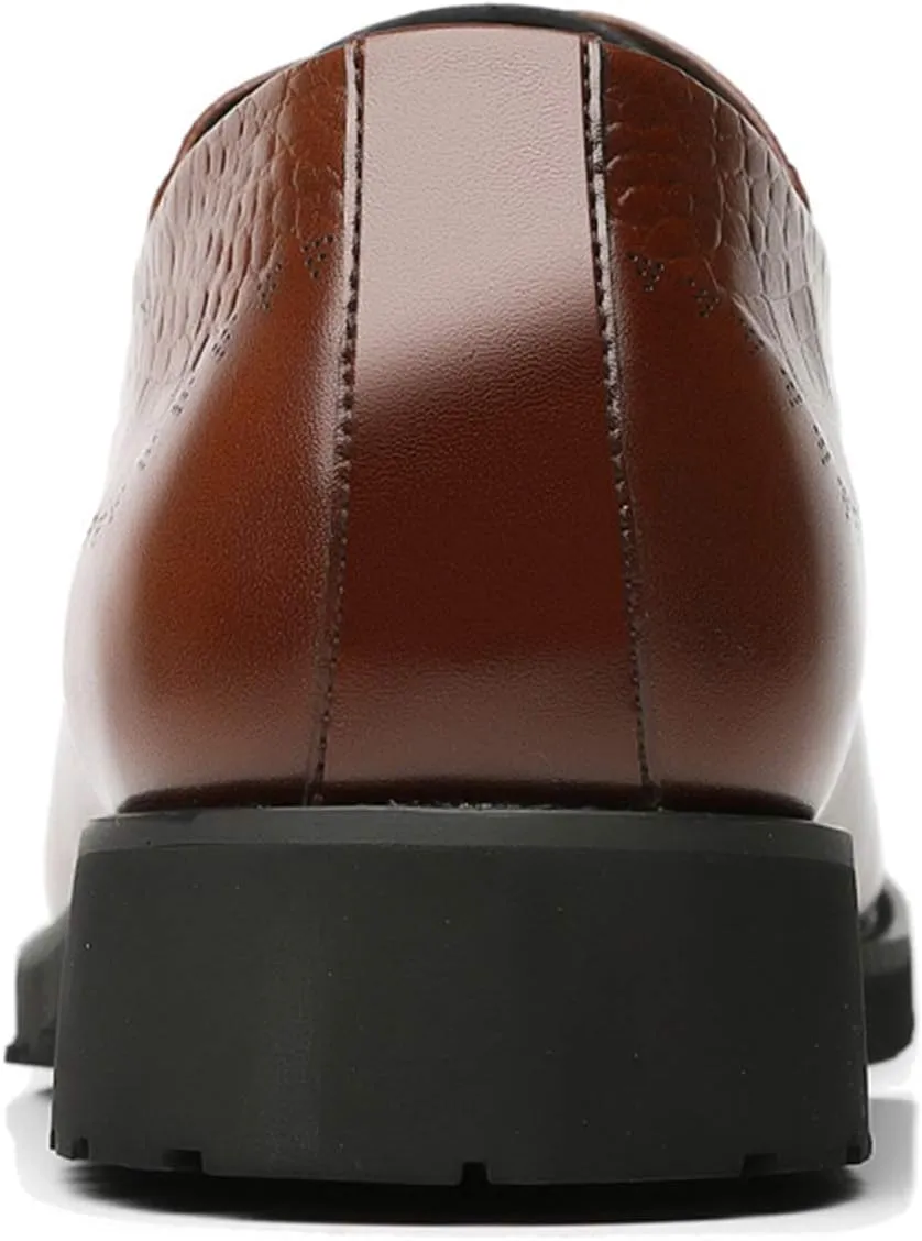 Single Season Dress Oxford Shoes for Men Lace Up Crocodile Embossed Derby Shoes Brogues Burnish Round Toe Vegan Leather Anti-Slip Rubber Sole Non Slip Low Top Prom Very Popular Among Youn