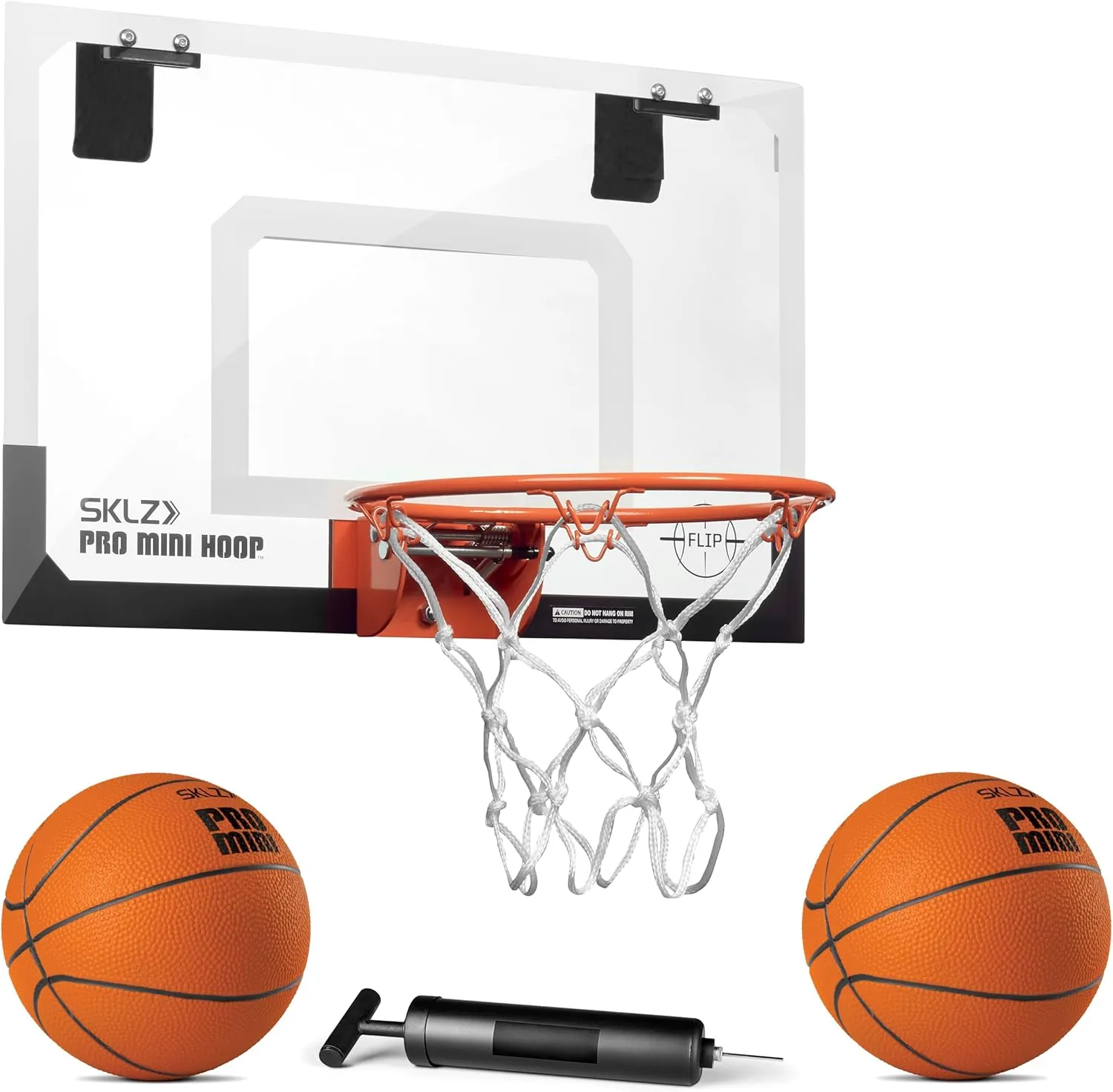 SKLZ Pro Mini Hoop Flip Over-The-Door Basketball Hoop with Flip-up Rim   SKLZ Pro Mini Hoop 5-inch Foam Basketball, Orange
