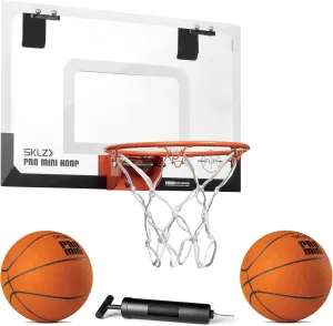 SKLZ Pro Mini Hoop Flip Over-The-Door Basketball Hoop with Flip-up Rim   SKLZ Pro Mini Hoop 5-inch Foam Basketball, Orange